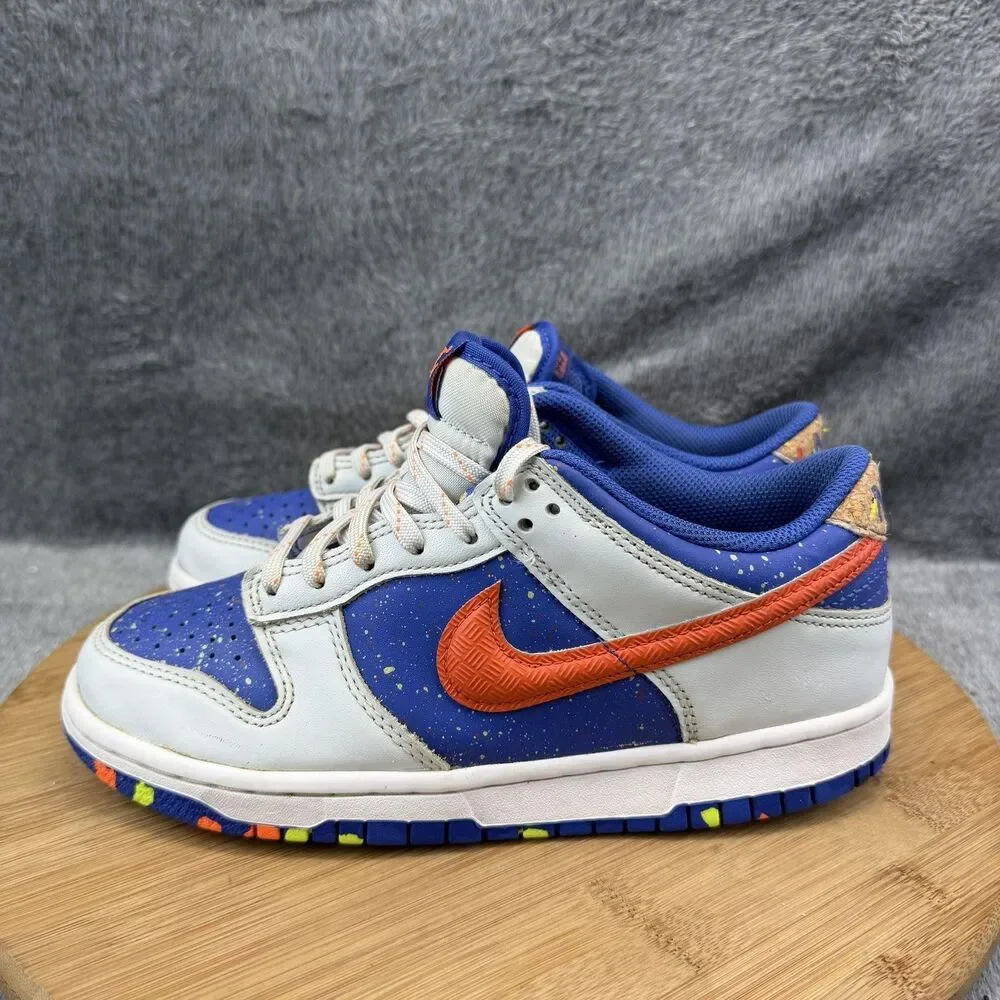 Nike Dunk Low Shoes Boys Size 5.5Y Blue Orange Speckle Sneakers HJ9233-025